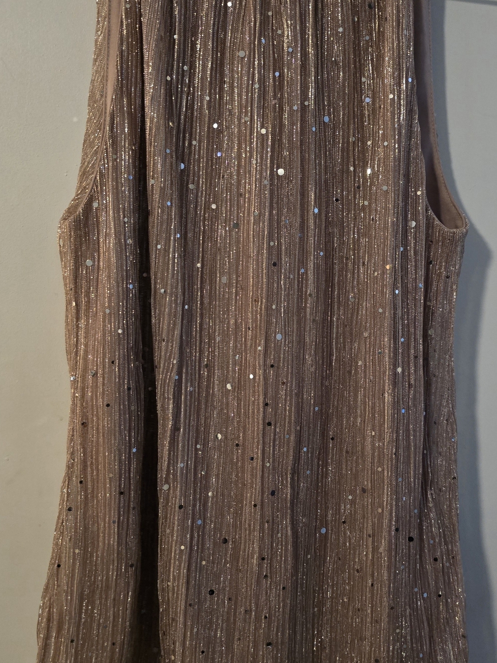 Adrienne Vittadini Metallic Taupe Sleeveless Sequin Top